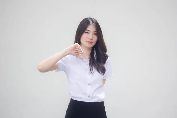 Thai Adulte Étudiant Université Uniforme Belle Fille Aime Pas — Photo