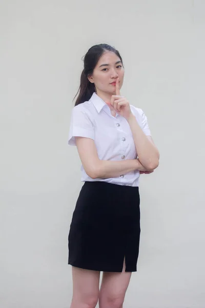 Thai Adult Student University Uniform Beautiful Girl Silently — стоковое фото