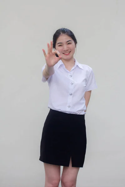 Thai Vuxen Student Universitet Uniform Vacker Flicka — Stockfoto