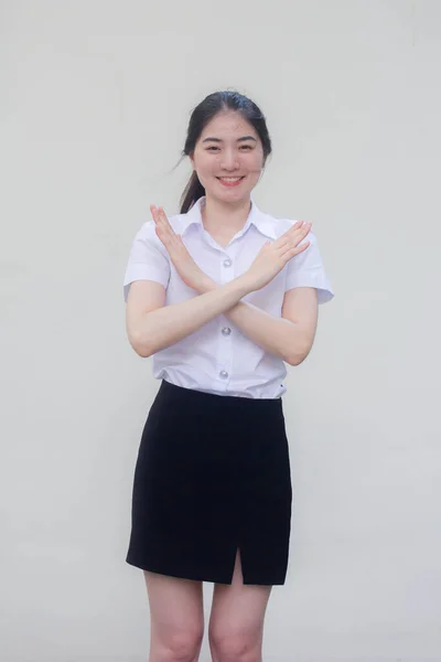 Thai Erwachsene Student Universität Uniform Hübsch Mädchen Aufhören — Stockfoto