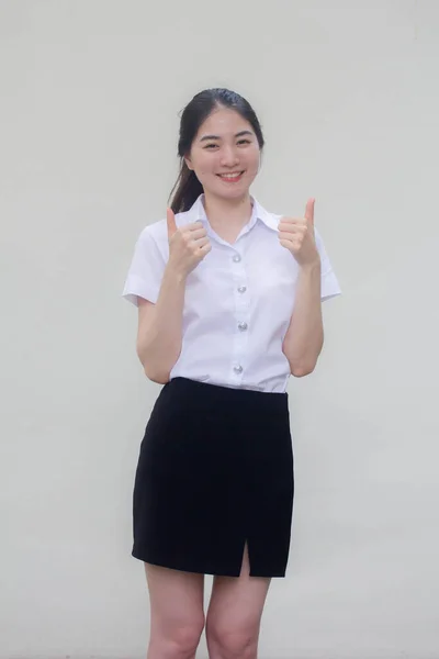 Thai Erwachsene Student Universität Uniform Hübsch Mädchen Ausgezeichnet — Stockfoto