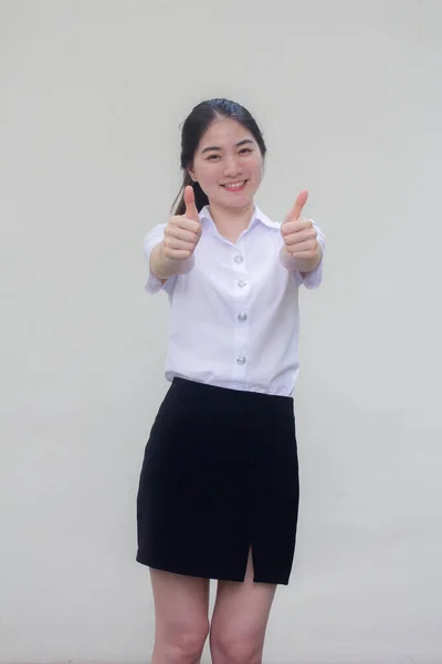 Thai Adulte Étudiant Université Uniforme Belle Fille Excellent — Photo