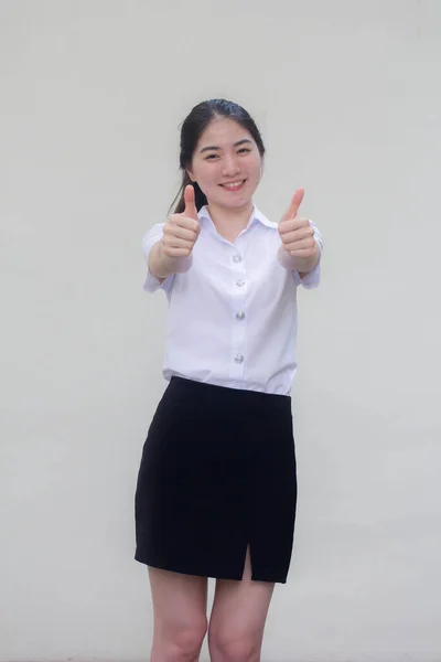 Thai Volwassen Student Universiteit Uniform Mooi Meisje Uitstekend — Stockfoto