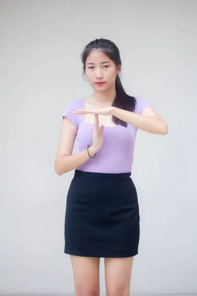 Portrét Thajské Dospělé Kancelářské Dívky Time Out — Stock fotografie