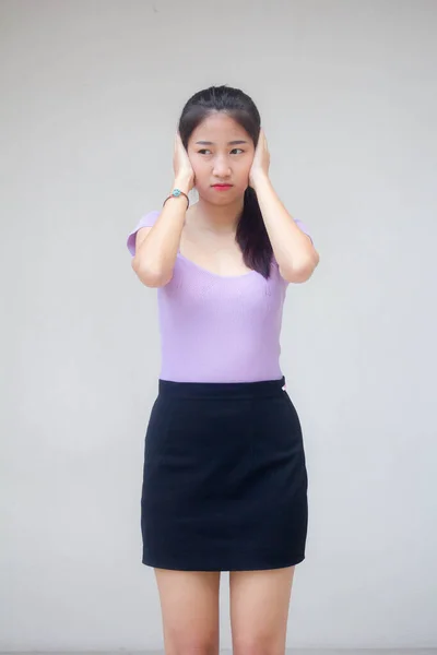 Retrato Tailandês Adulto Escritório Menina Não Ouvir — Fotografia de Stock