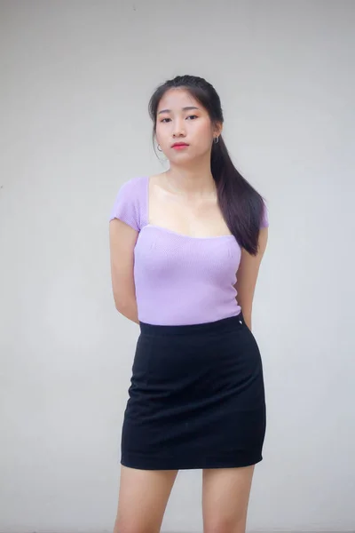 Porträtt Thai Vuxen Kontor Flicka Leende Och Koppla — Stockfoto