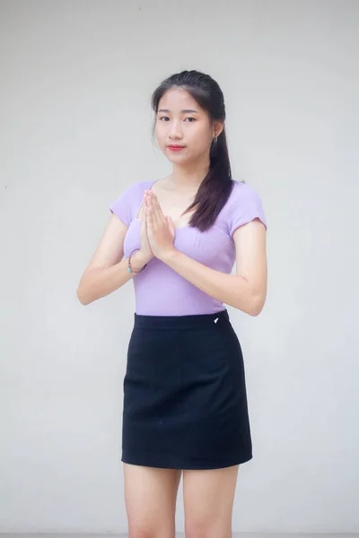 Πορτρέτο Του Thai Ενηλίκων Γραφείο Κορίτσι Thai Δώστε Σεβασμό — Φωτογραφία Αρχείου