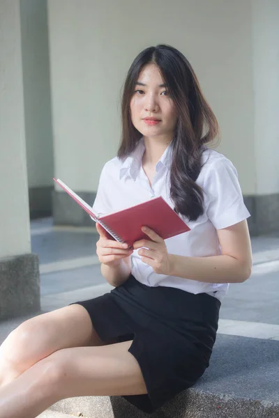 Portrait Thai Adult Office Girl Read Book — Stock Photo, Image