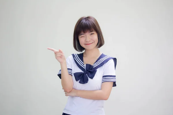 Japanisch Teen Hübsch Mädchen Student Pointing — Stockfoto