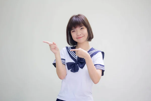 Japans Tiener Mooi Meisje Student Wijzend — Stockfoto