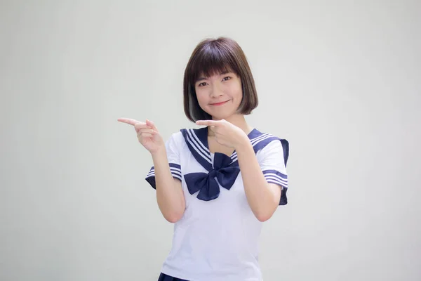 Japonky Teen Krásná Dívka Student Ukazující — Stock fotografie