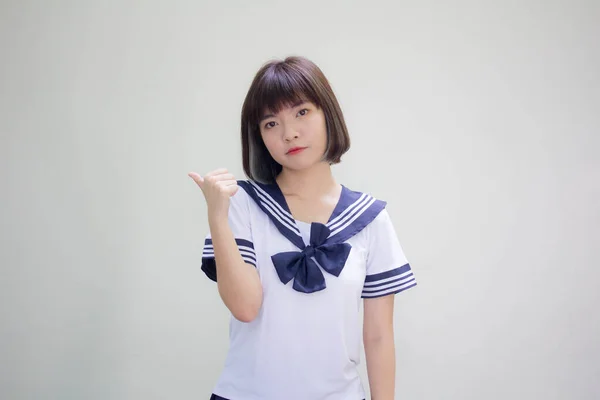 Japans Tiener Mooi Meisje Student Wijzend — Stockfoto