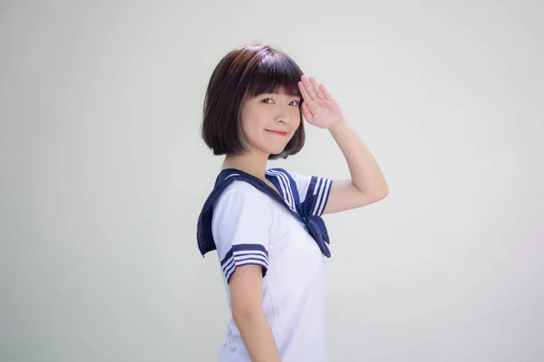 Ιαπωνική Έφηβος Όμορφο Κορίτσι Στο Φοιτητικό Χαιρετισμό — Φωτογραφία Αρχείου
