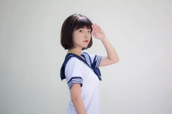 Japon Genç Güzel Kız Öğrenci Selamı — Stok fotoğraf