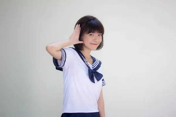 日本人ティーン美しいです女の子で学生聞きます — ストック写真