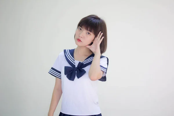 Japans Tiener Mooi Meisje Student Luisteren — Stockfoto