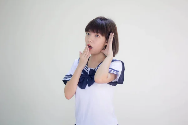 Japans Tiener Mooi Meisje Student Luisteren — Stockfoto