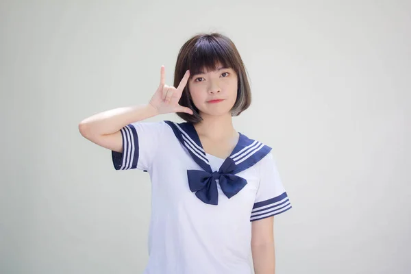 Япанська Дівчина Підліток Прекрасна Учениця Любить Тебе — стокове фото