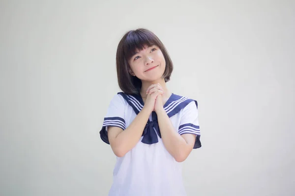 Japanisch Teen Hübsch Mädchen Student Beten — Stockfoto