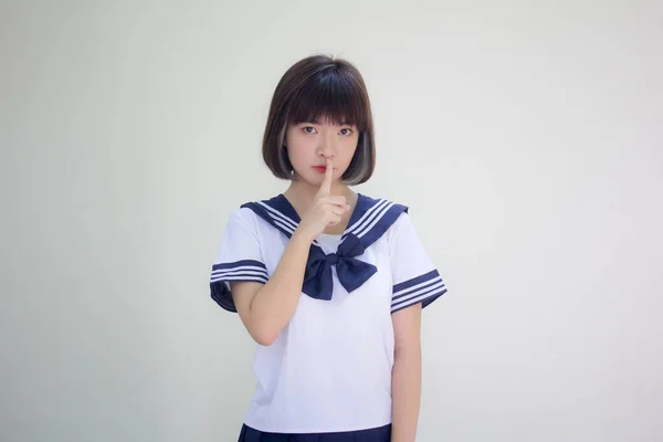 Japanese Teen Beautiful Girl Student Uniform Silently — Stock Photo, Image
