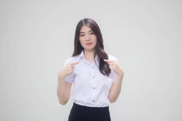 Thai Volwassen Student Universiteit Uniform Mooi Meisje — Stockfoto