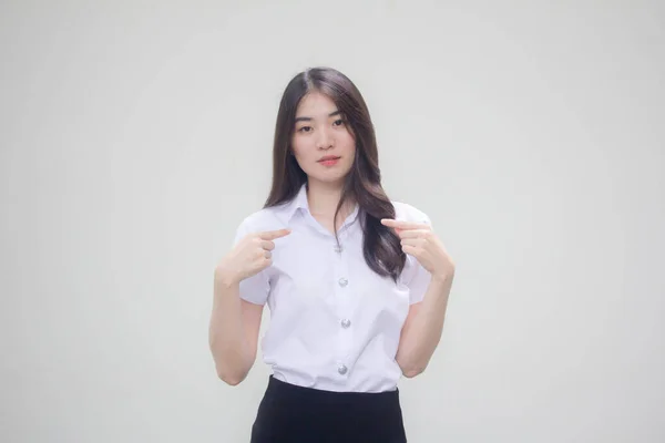 Thai Adulte Étudiant Université Uniforme Belle Fille — Photo