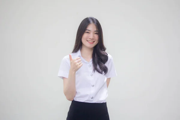 Thai Adulte Étudiant Université Uniforme Belle Fille Excellent — Photo