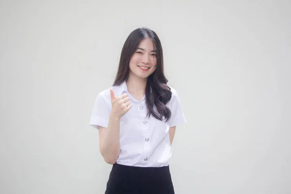 Thai Ενηλίκων Φοιτητής Πανεπιστήμιο Ομοιόμορφη Όμορφη Κοπέλα Εξαιρετική — Φωτογραφία Αρχείου