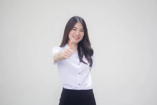 Thai Vuxen Student Universitet Uniform Vacker Flicka Utmärkt — Stockfoto