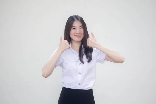 Thai Ενηλίκων Φοιτητής Πανεπιστήμιο Ομοιόμορφη Όμορφη Κοπέλα Εξαιρετική — Φωτογραφία Αρχείου