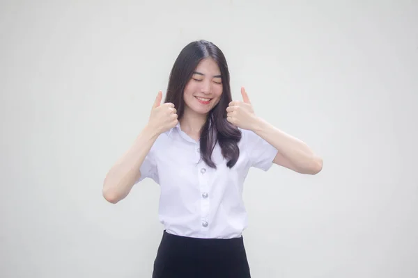 Thai Adulte Étudiant Université Uniforme Belle Fille Excellent — Photo