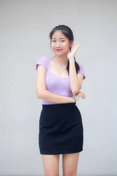 Portrait Thai Adult Office Girl Listen — Stock Photo, Image