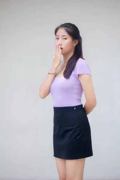 Portret Tajski Dorosłych Biuro Dziewczyna Cichy — Zdjęcie stockowe