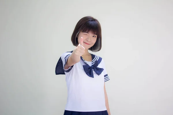 Japans Tiener Mooi Meisje Student Uitstekend — Stockfoto