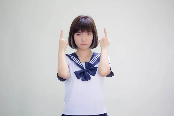 Japans Tiener Mooi Meisje Student Wijzend — Stockfoto