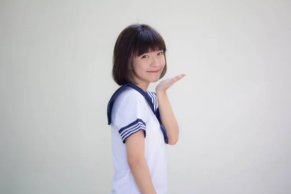 Japanisch Teen Hübsch Mädchen Student Senden Ein Kuss — Stockfoto