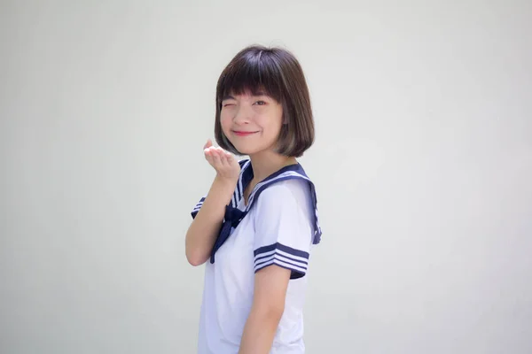 Japonês Teen Bela Menina Estudante Envie Beijo — Fotografia de Stock