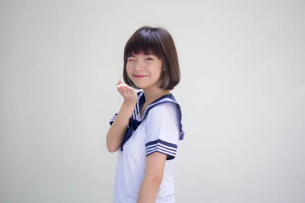 Japanisch Teen Hübsch Mädchen Student Senden Ein Kuss — Stockfoto