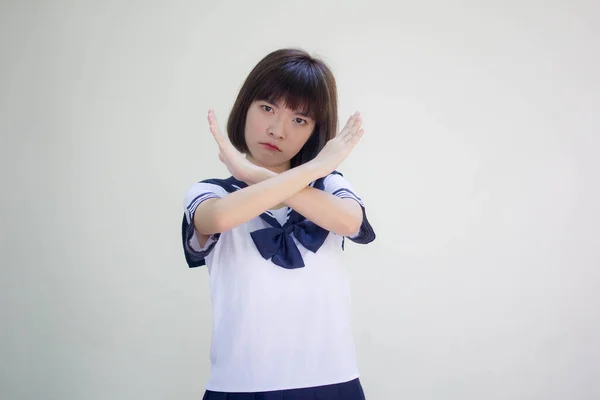Japonês Teen Bela Menina Estudante Parar — Fotografia de Stock