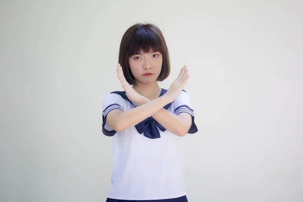 Japonés Adolescente Hermosa Chica Estudiante Parada — Foto de Stock