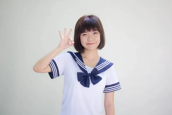 Ιαπωνική Έφηβη Όμορφη Κοπέλα Στο Μαθητή — Φωτογραφία Αρχείου