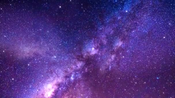 Voyage intergalactique à travers des amas violets d'étoiles et de galaxies jusqu'aux confins de l'univers. Fond de l'espace animé. — Video