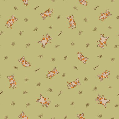 Çizgi filmlerdeki farklı pozlarda uyuyan boğaların kusursuz desenleri.