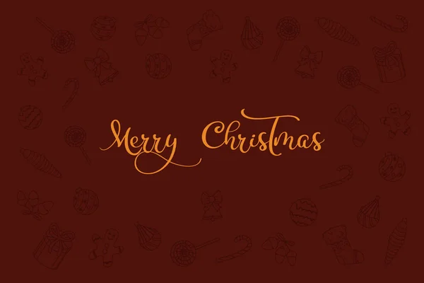 Carte de vœux de Noël vintage avec objets décoratifs — Image vectorielle