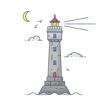 Denizin ortasındaki adada ay feneri