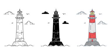 Çizgi film dizisi düz minimalizm deniz fenerleri