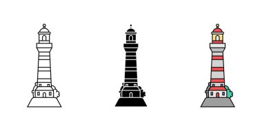 Basit minimalizm deniz fenerleri seti