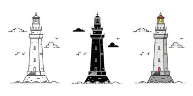 Çizgi film dizisi düz minimalizm deniz fenerleri