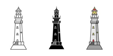 Basit minimalizm deniz fenerleri seti