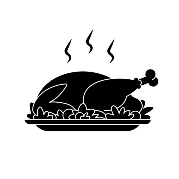 Silueta pečený pták na talíři pro tradiční sváteční večeři Royalty Free Stock Ilustrace